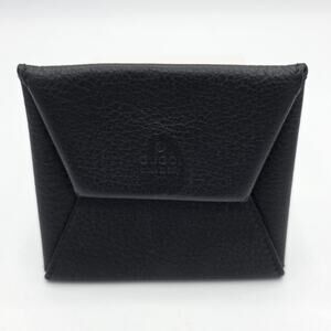 Gucci Soft Black Leather Single Snap Envelope Pouch Coin Case, Made in Italy